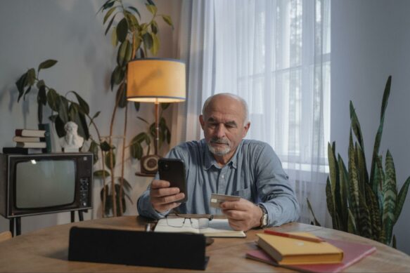 man buying something online