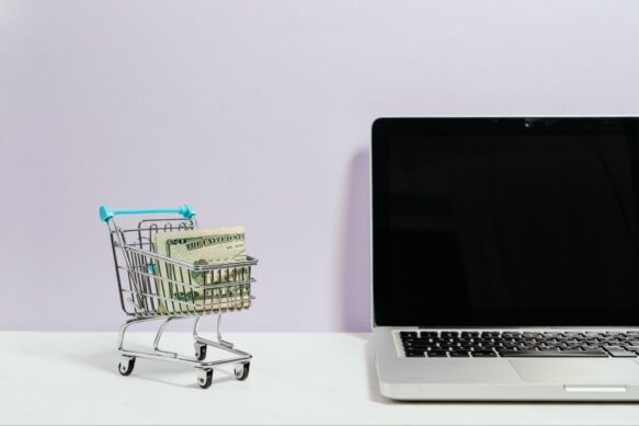 shopping cart and laptop