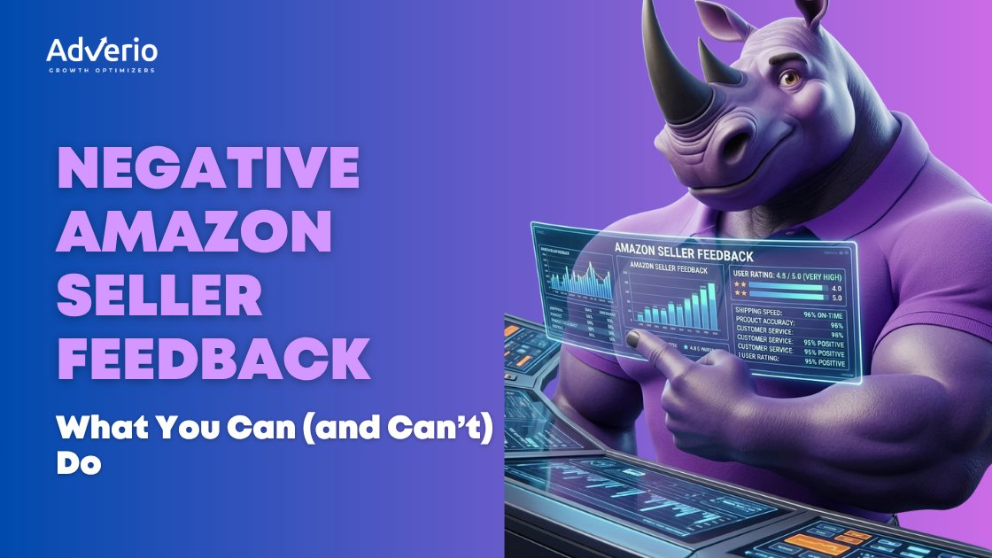 Negative Amazon seller feedback dashboard showing account performance and review analysis