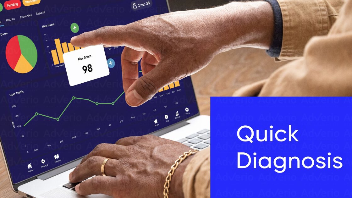 How to Fix Lost Buy Box on Amazon (Fast Recovery Playbook) 22 A person's hands interact with a laptop displaying a data dashboard with charts and a high risk score.
