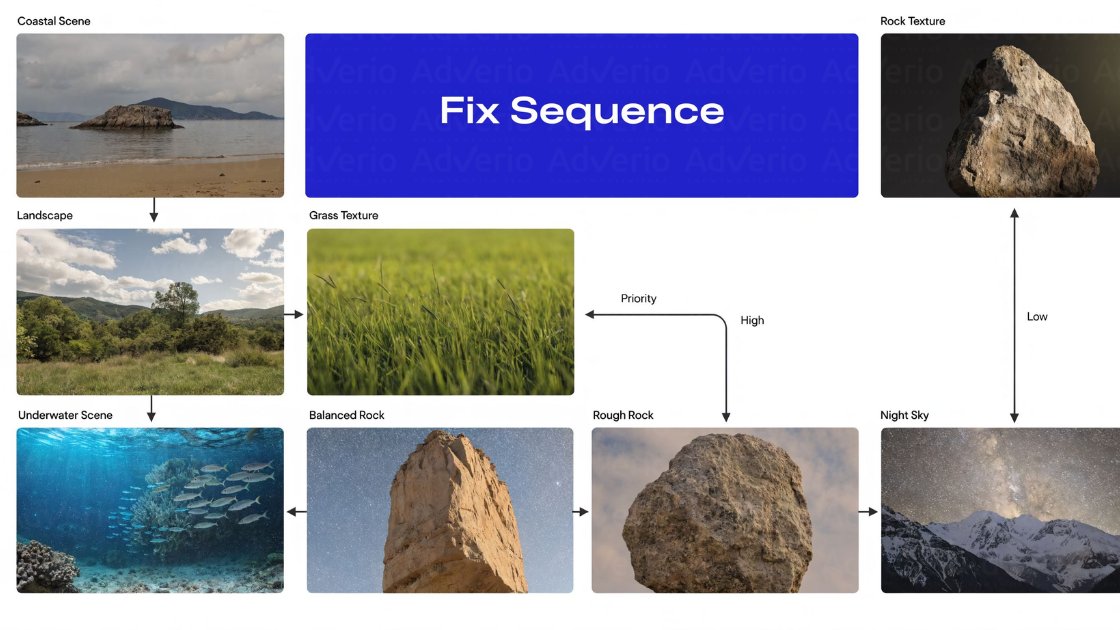 How to Fix Lost Buy Box on Amazon (Fast Recovery Playbook) 23 A diagram illustrating a sequence of images including coastal, landscape, underwater, and various rock textures.