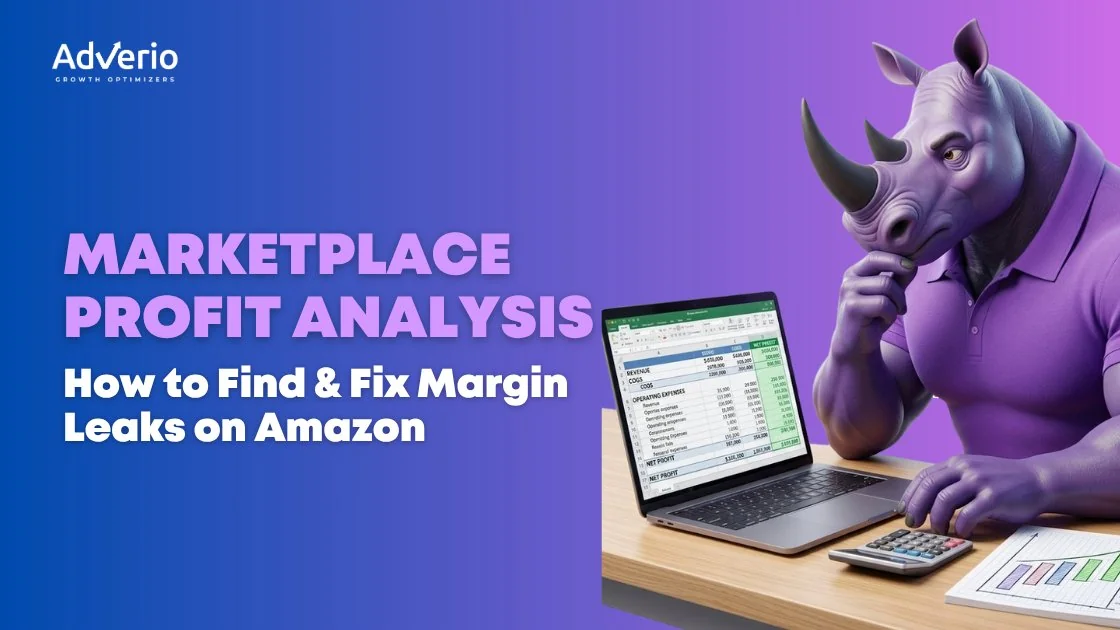 Amazon marketplace profit analysis dashboard showing revenue vs margin breakdown