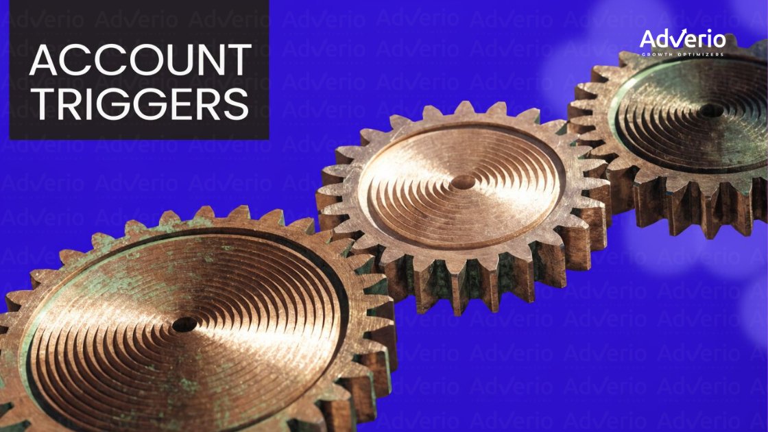 Amazon Account Health Assessment: The State Engine Model 18 Close-up of three bronze gears meshing on a blue background with 'ACCOUNT TRIGGERS' text and 'AdVerio' logo.