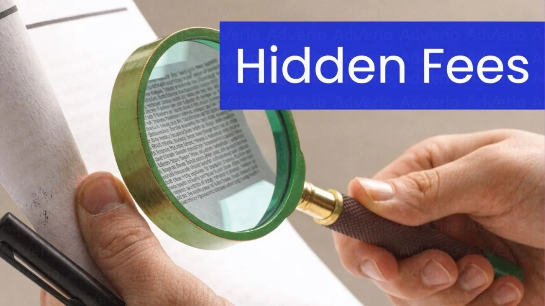 Exposing Amazon Agency Red Flags in 2026 12 A person uses a magnifying glass to scrutinize a document, revealing 'Hidden Fees' text.
