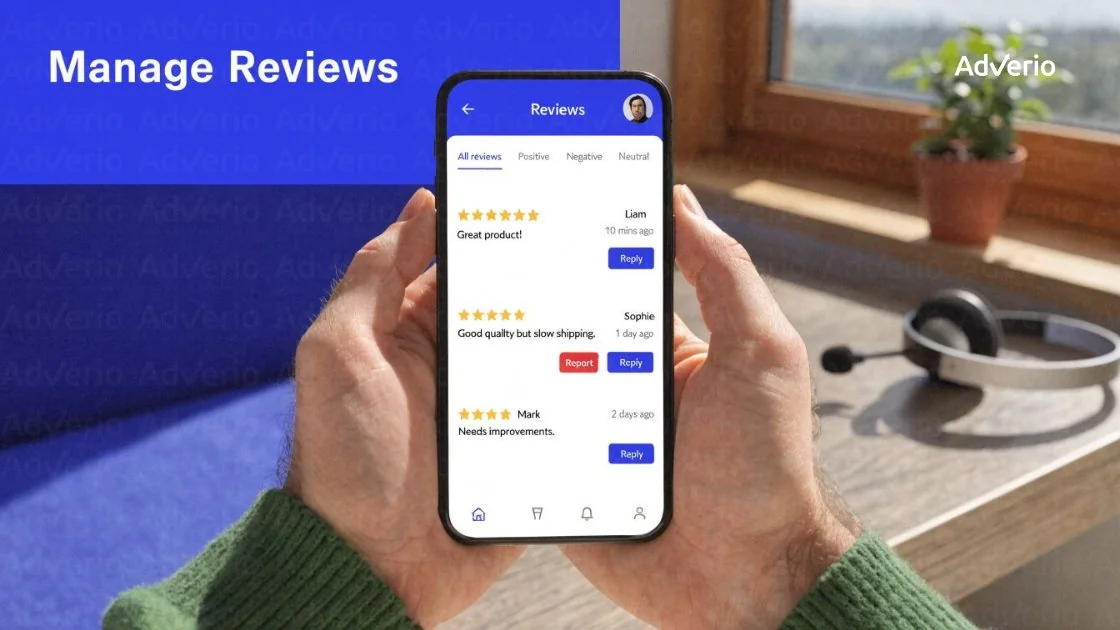 15 Questions to Ask Amazon Agency Experts in 2026 18 Hands hold a smartphone displaying customer reviews on an app for managing feedback.