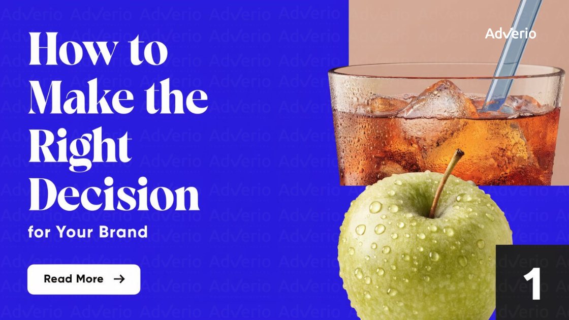 Trivium Group Amazon Agency: 2026 Comparison and Review 18 Graphic with text 'How to Make the Right Decision for Your Brand', a green apple, and an iced drink.