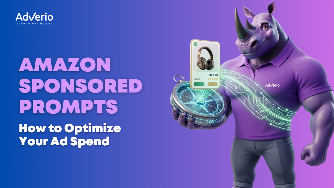 Amazon Sponsored Prompts: How to Optimize Your Ad Spend 4 Adverio - Purple rhino mascot holding a smiling corgi named Alexa illustrating where Amazon Alexa gets product information to answer customer shopping questions